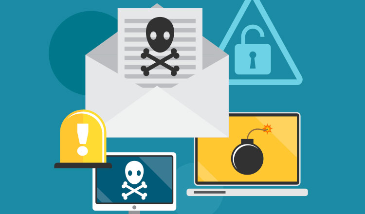 Ilustración sobre la seguridad del correo electrónico. Consejos para no sufrir la falta de seguridad de la información en el Ministerio del Interior. 