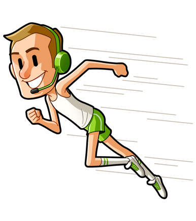 Ilustración de hombre corriendo con auriculares. Incrementar la satisfacción del cliente en tiempos de crisis. 